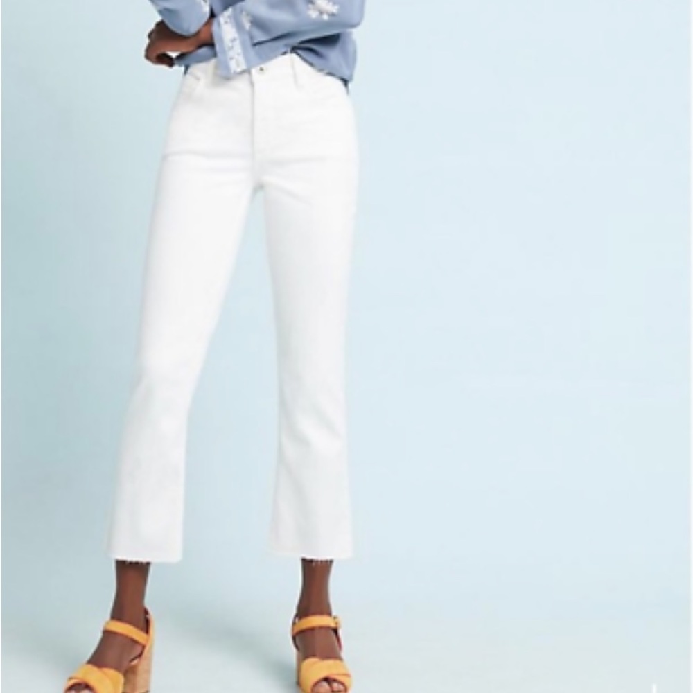 NWT Women Anthropologie Pilcro High Rise Boot-Cut Crops White Jeans